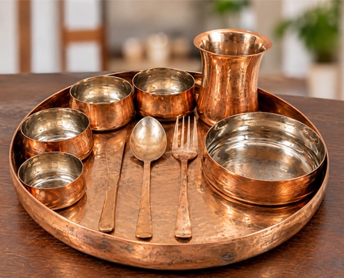 Copper Dinner Thali Set